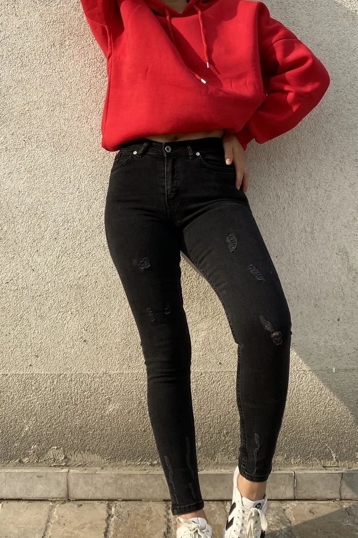 

E2Butik Black Tight-Fitting Flare Jeans Pants