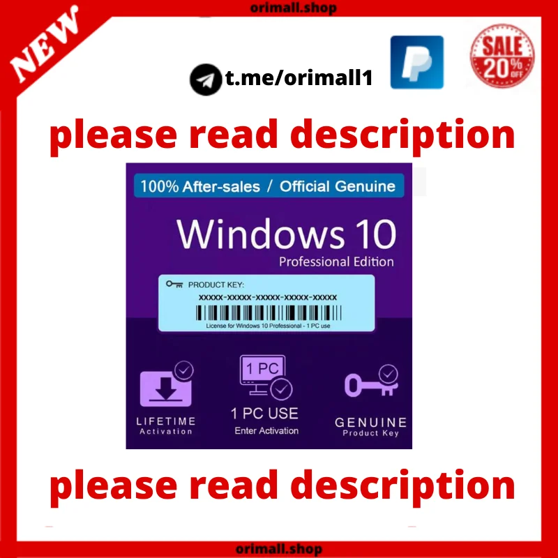 

{Windows 10 Pro Key Global Works, 32/64 bits (READ-DESCRIPTION)}