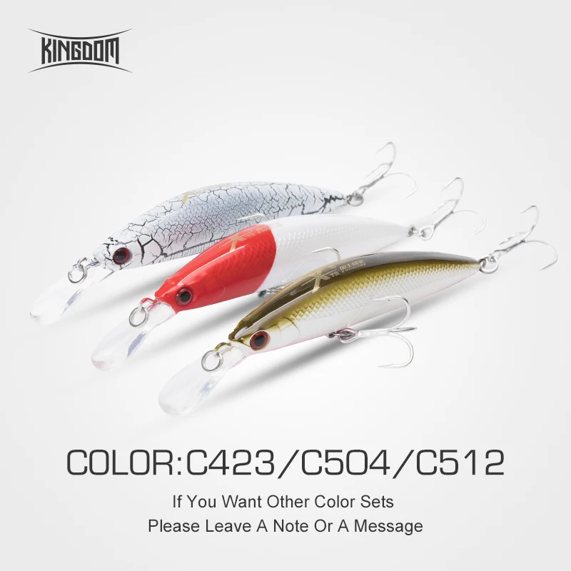C423 C504 C512 Kingdom Fishing приманки Джеркбейт гольян воблеры 90 мм 11 г/26 г жесткая пластиковая наживка губы для морской воды пять цветов модель 3529 - Цвет: C423 C504 C512