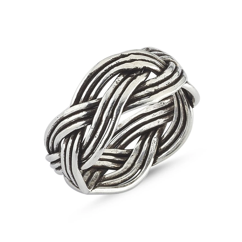 

Серебряное 925 пробы кольцо из окисленной сетки
