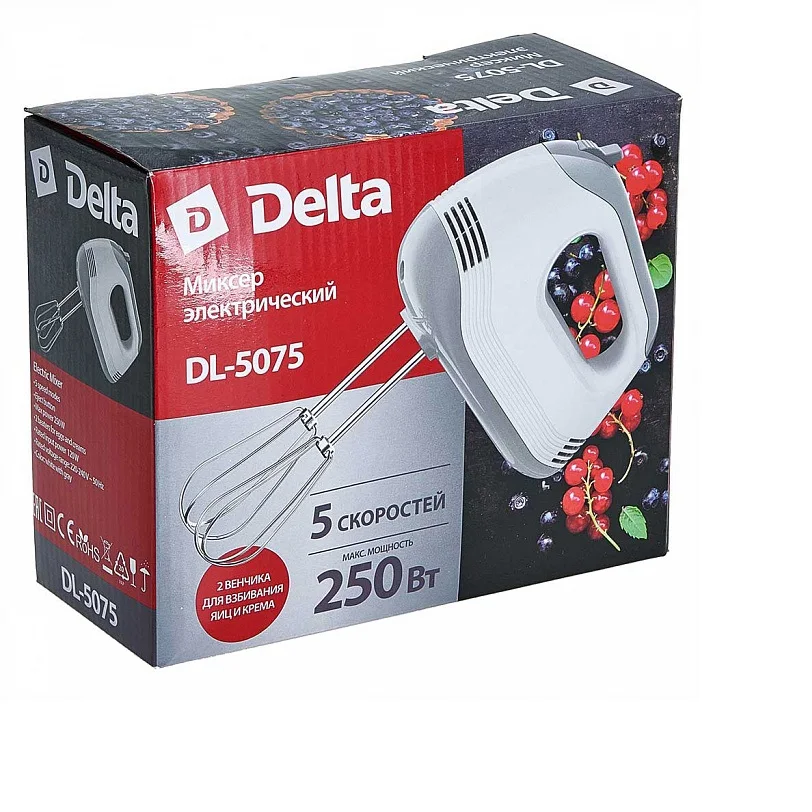 Миксер электрический 250 Вт DELTA DL-5075 белый с серым | Бытовая техника