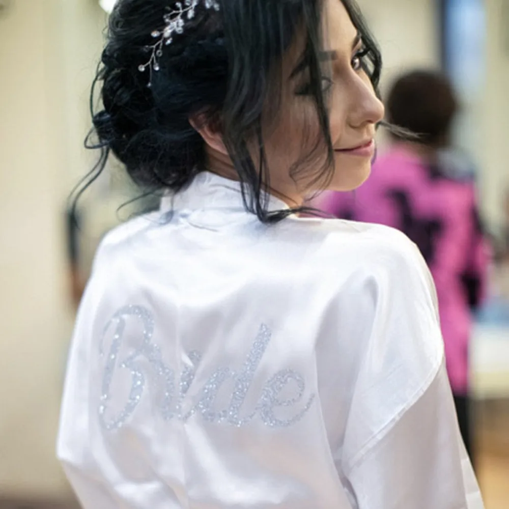 Атласный халат для девичника на заказ блестящие золотые халаты банный вечеринки