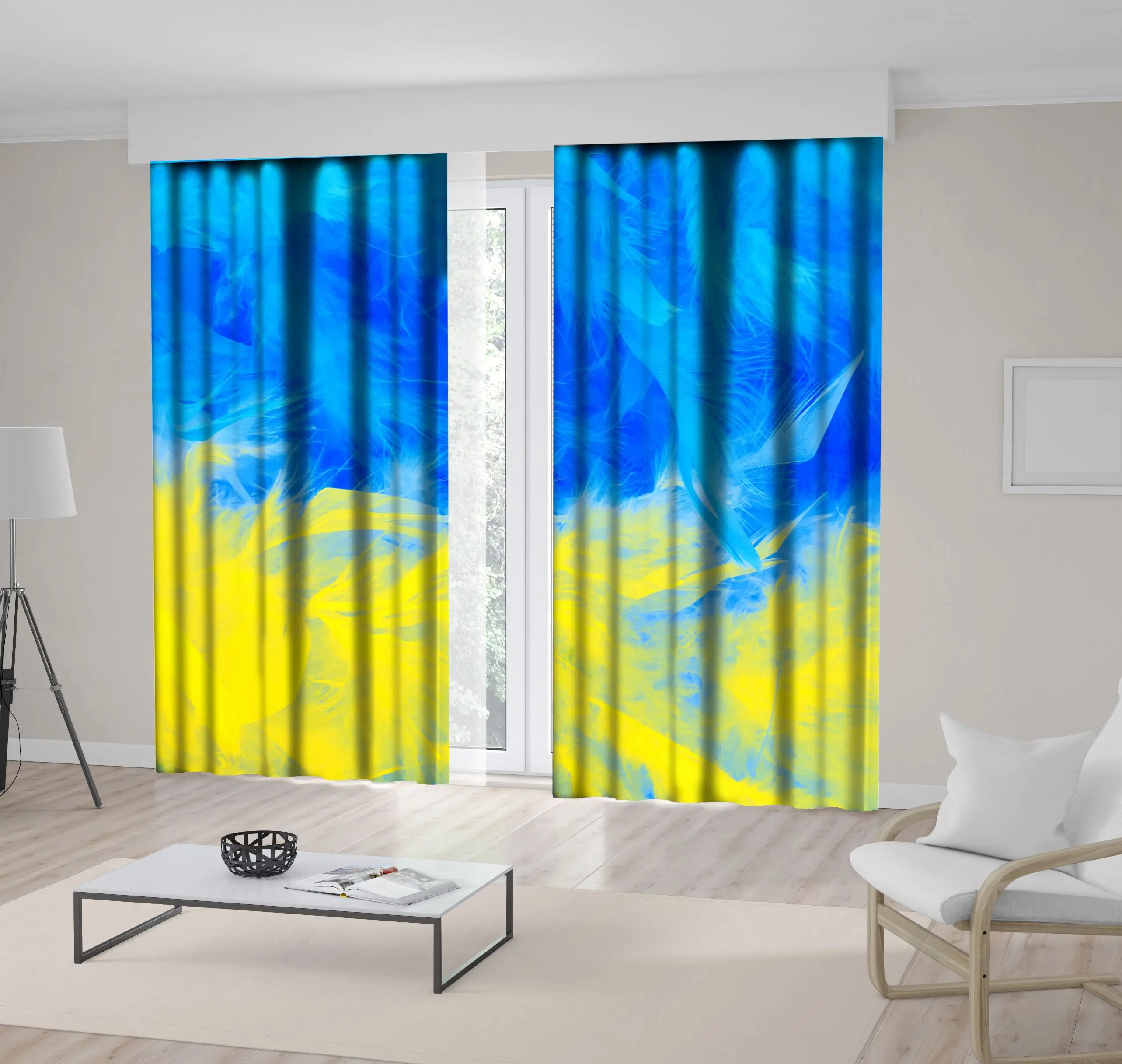 Занавески перья птицы природа креативное искусство в ярких цветах декоративный