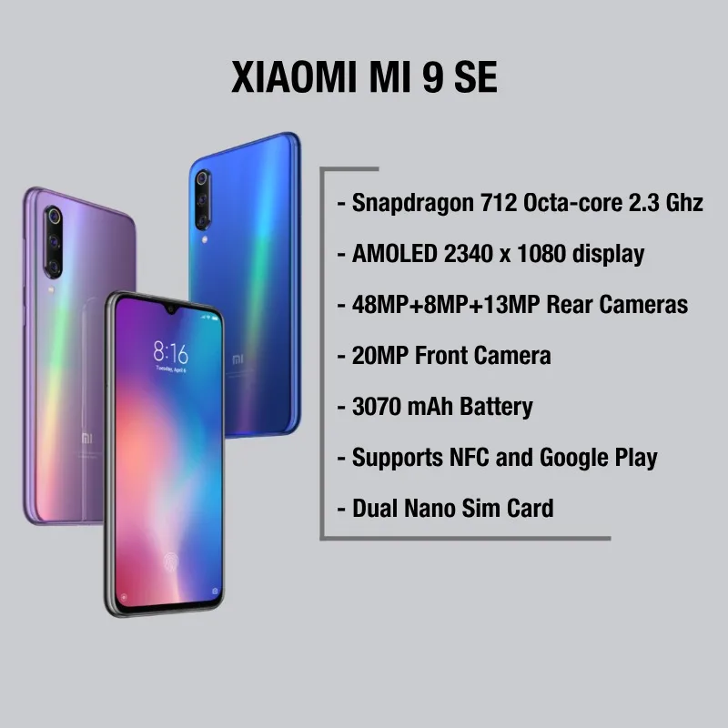 Глобальная версия Xiaomi mi 9 SE 128 ГБ rom 6 Гб ram (абсолютно новая и запечатанная) mi9