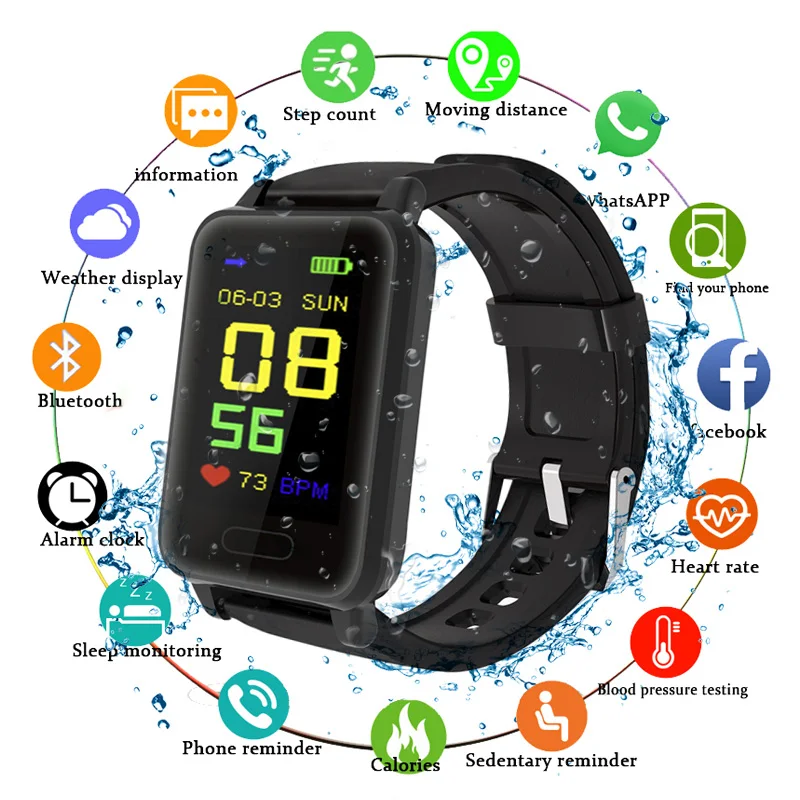 Мужские смарт часы с Bluetooth круглые водонепроницаемые спортивные WhatsApp для Android Ios