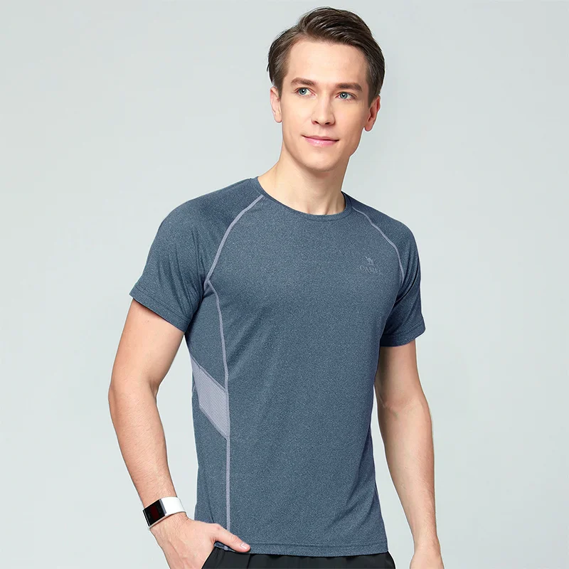 CAMEL Gym T-Shirts Dry Fit Men Sports Fitness Training Outdoor Workout Short Sleeve High Elastic Crossfit Tops Tights