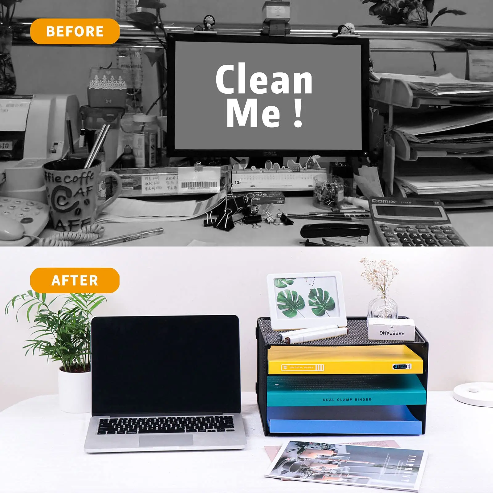 

3 Tier File Manager Organizer Metal Grid Office Desktop File Manager for Home and Office Assemble Multi-Tier File Storage Rack