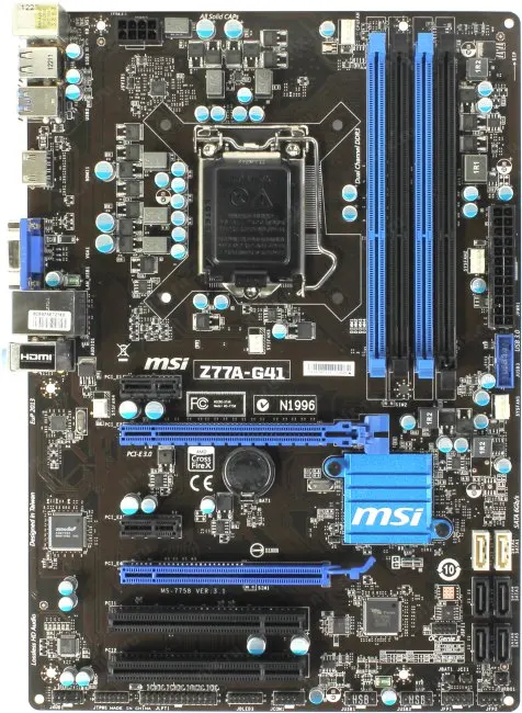

Материнская плата MSI Z77A-G41 LGA 1155 DDR3 PCIE 3,0 USB3.0 SATA3 2 × PCI-E X16 Intel Z77 для трех поколений процессоров i7/i5/i3