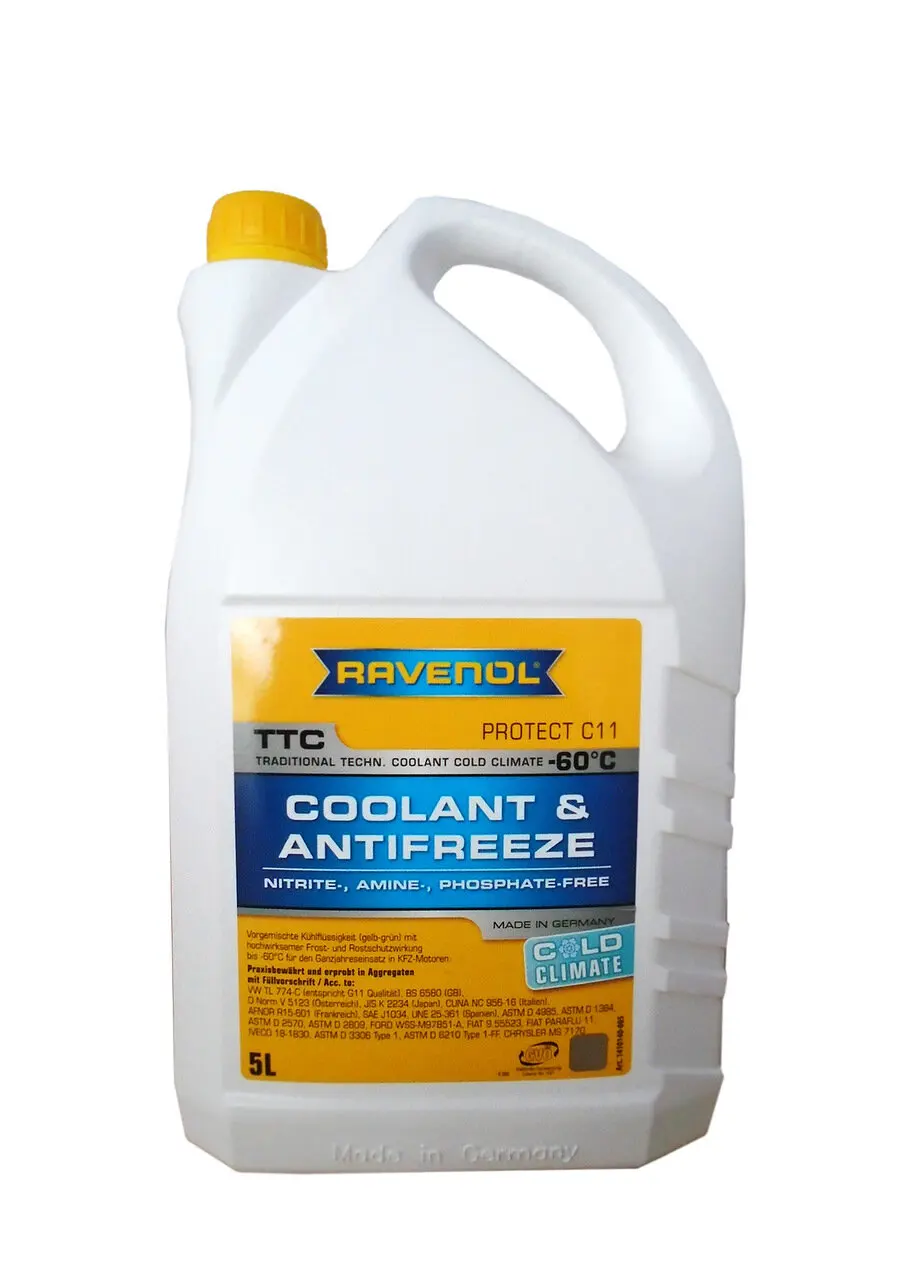 Антифриз готовый к прим. жёлтый RAVENOL TTC COLD CLIMATE 60C ( 5л)|Антифриз/охлаждающая вода| |