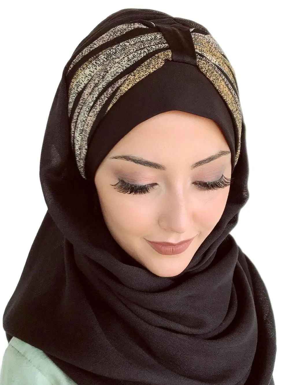 

2021 Yeni Moda Hijab Müslüman Başörtüsü İslami Kıyafet Eşarp Türban Şapka Fular Kırçıllı Sarı Pembe Çizgili Büzgülü Hazır Şal