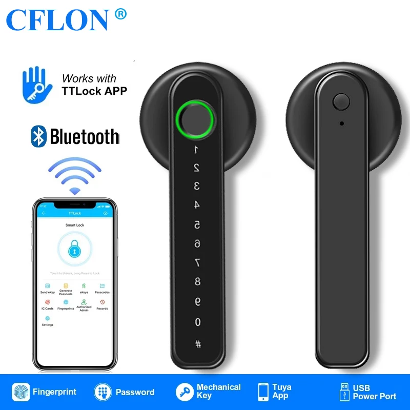 Умный дверной замок со сканером отпечатков пальцев и Bluetooth для электронного