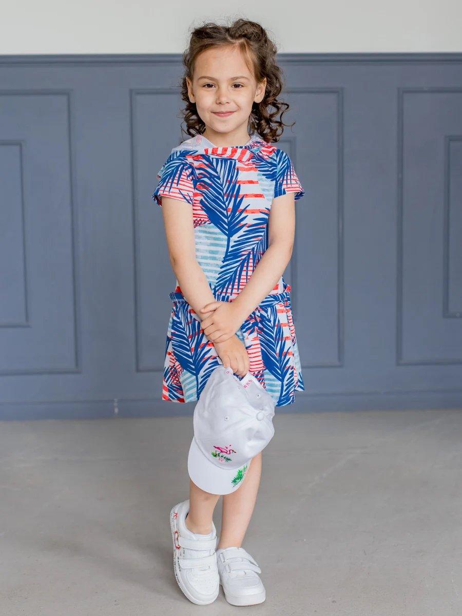 Платье Листопад синяя пальма | Детская одежда и обувь