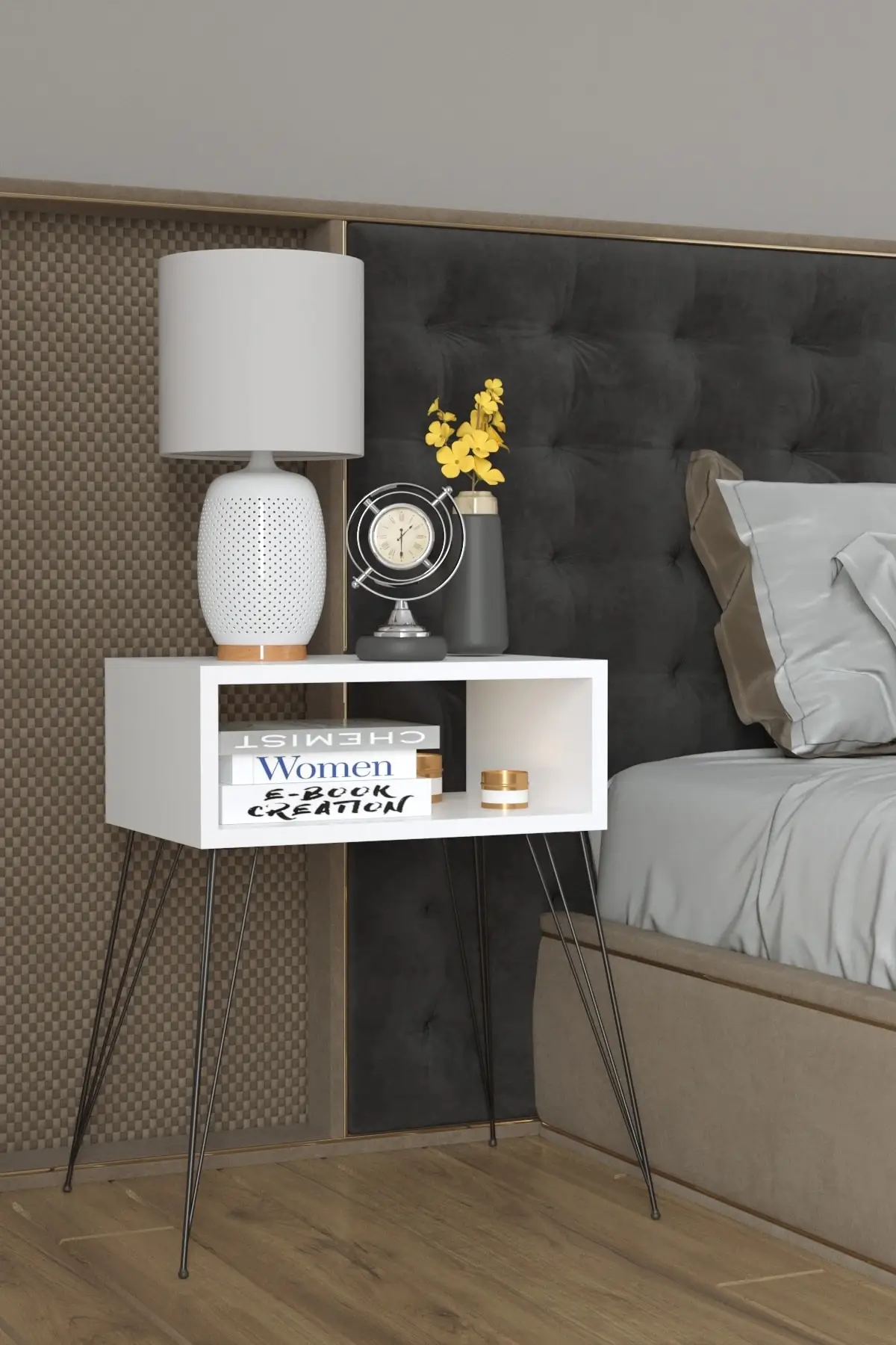 

Remaks Elit Metal Leged Nightstand - White