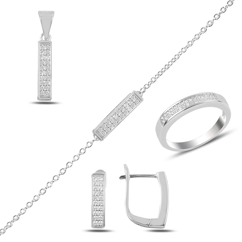 

Серебряные 925 пробы Серьги из циркония, кулон, браслет и кольцо