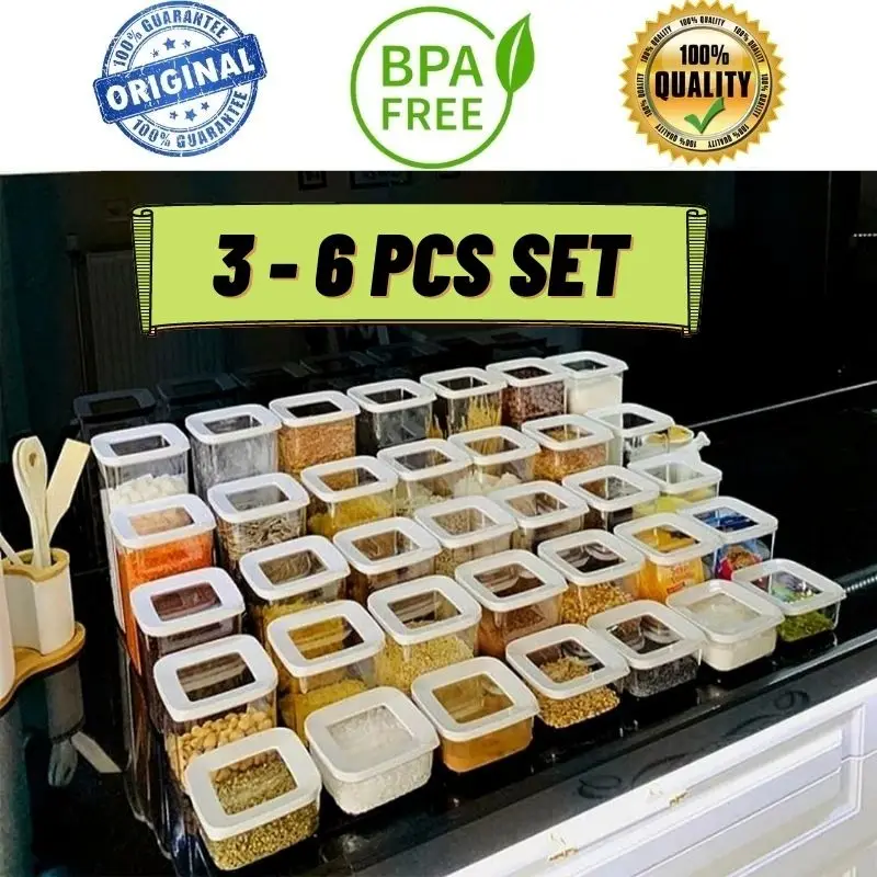 3/6 шт. Прозрачный квадратный контейнер для хранения Коробка пищевых продуктов