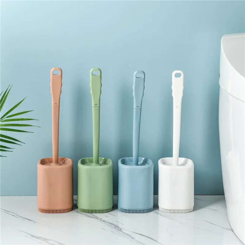 

1 PCS Silicone Toilet Brush With Cleaning Tube No Dead Corners Wash Accessories Standing Black Household Long Handle Soft