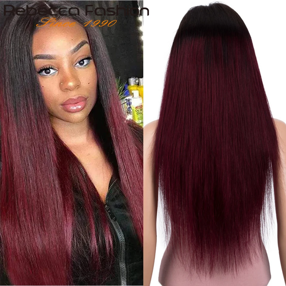 T1B/99J Ombre Bone Straight Lace Front Wig Straight Lace Front Human Hair Wigs For Black Women T1b/99j Brazilian Closure Wig