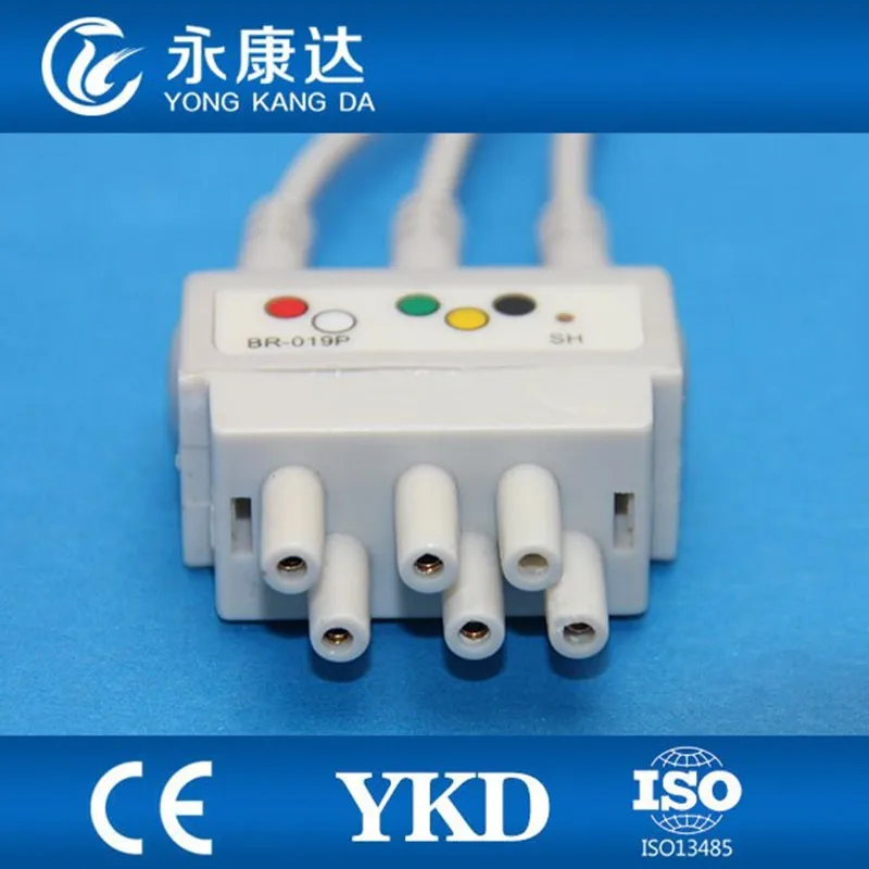 Бесплатная доставка 3 свинца ECG кабель IEC зажим для Nihon Kohden BR-019 монитор пациента CE