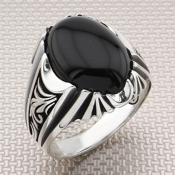 

Authentic Design 925 Sterling Silver Black Onyx Gemstone Men's Ring Jewellery Handmade Ring with Natural Gemstone Men Ring