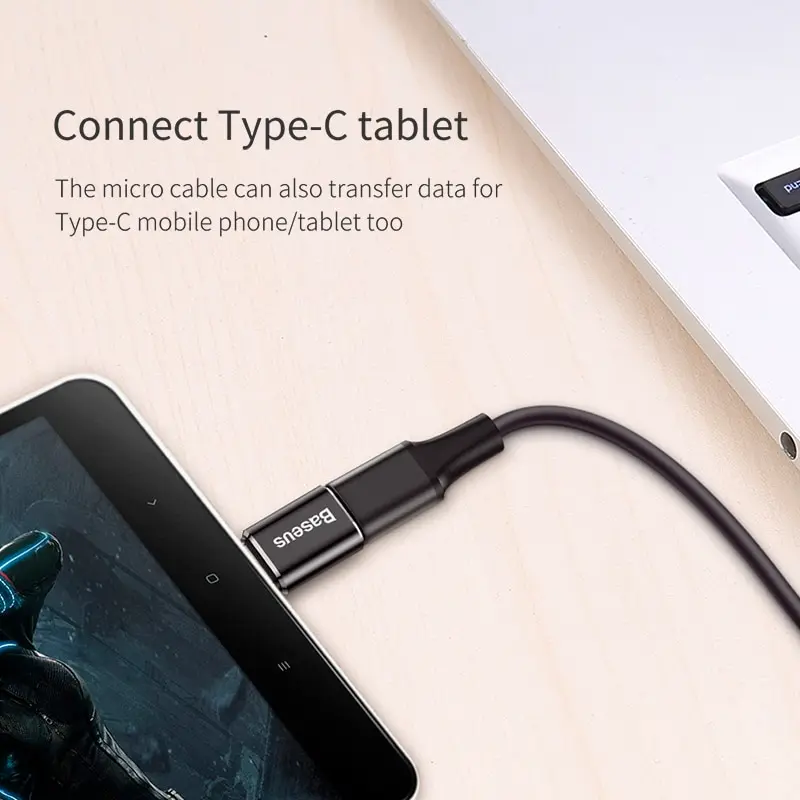 Адаптер OTG Baseus с USB на Type C внешний адаптер Type-c (штекер) Micro (гнездо) конвертер для