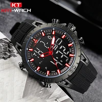 2021 high quality men rubber swim wrist watches led digital alarm quartz watch military waterproof 50m dual display clock male