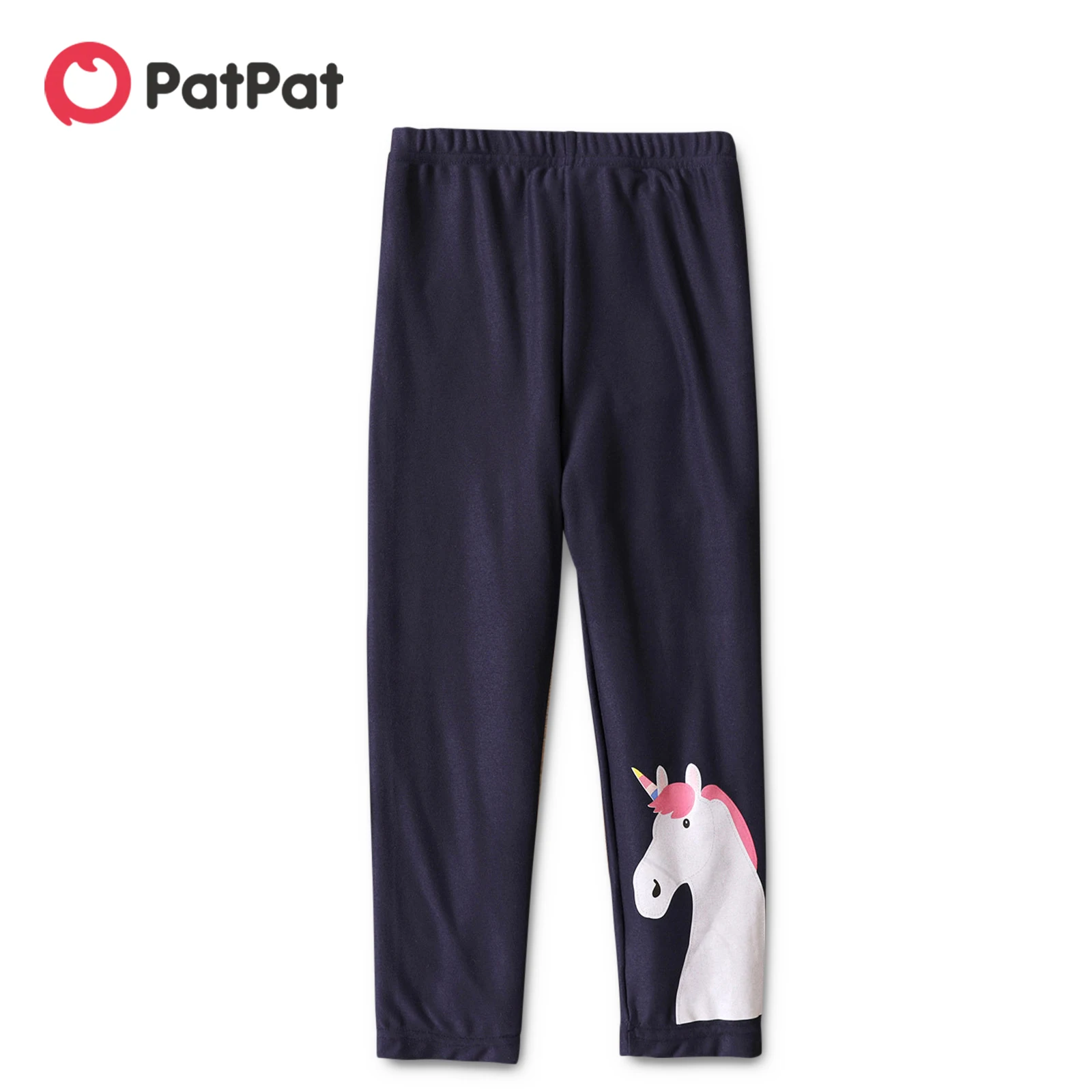 

PatPat Toddler Girl Unicorn Print Stripe/Dark Blue Elasticized Leggings
