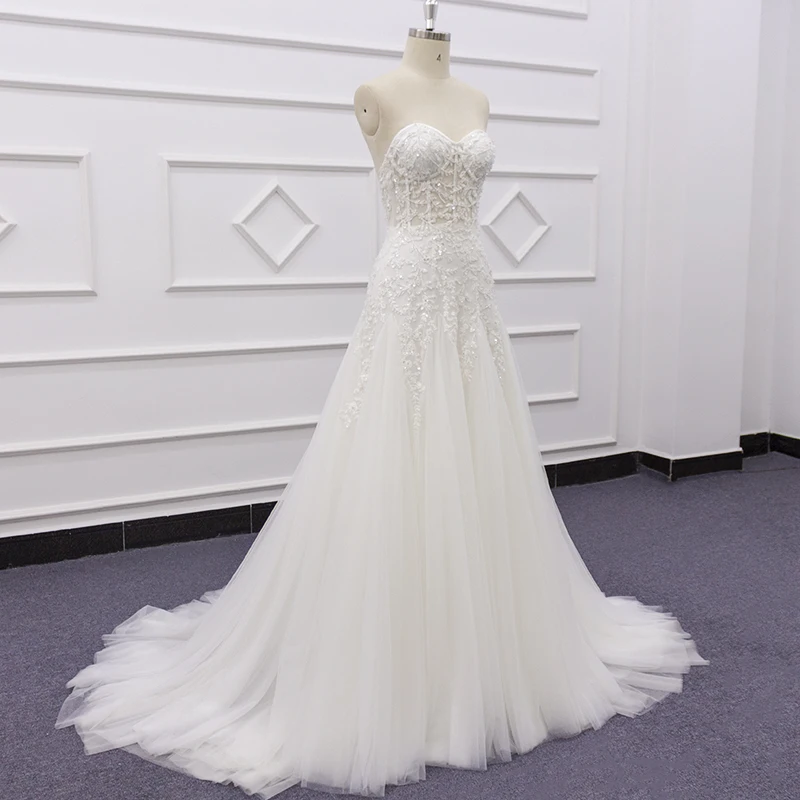 Eslieb Mermaid Wedding Dress Luxury Dress With Bling Beadings Sleeveless Bridal Dress Bones Zipper Sweetheart 19002