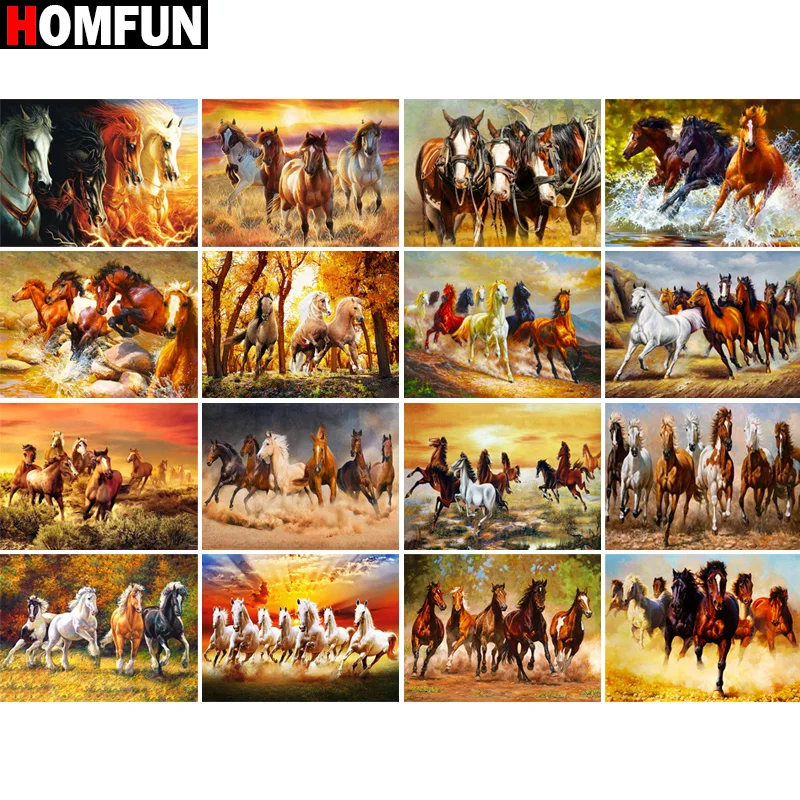 

Алмазный Узор HOMFUN 5D, страз, рукоделие, алмазная вышивка «сделай сам», вышивка крестиком «животное, лошадь, пустыня», алмазная вышивка