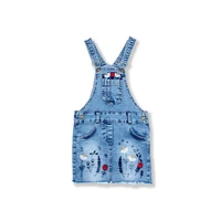 baby kids children girl jean denim jumper dress with daisy embroidery playsuit sportswear outfits