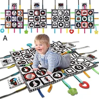 teytoy tummy time floor mirror double high contrast pat activity mat black and white baby crinkle toys with teether pack of 4