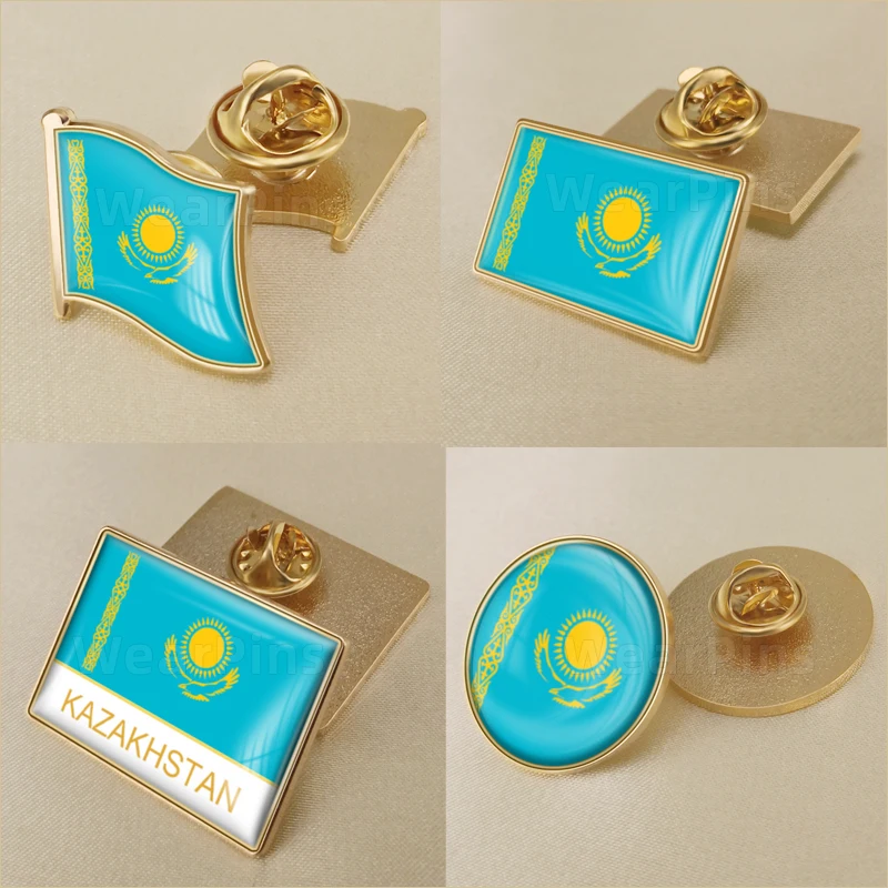 

Coat of Arms of kazakhstan Kazakh Map Flag National Emblem National Flower Brooch Badges Lapel Pins