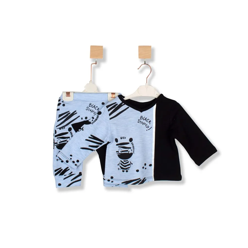 

100% Cotton Zebra Print Newborn Baby Kids Toddler Children Casual Long Sleeve Tracksuit Set Pullover Pants 2 Pcs Set 7 Colors