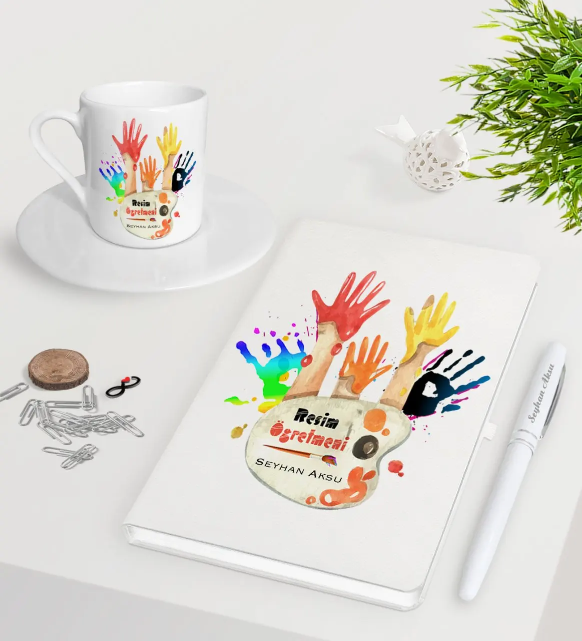 

Персонализированная художественная белая ручка для записной книжки чашка для кофе по-турецки Seti-3