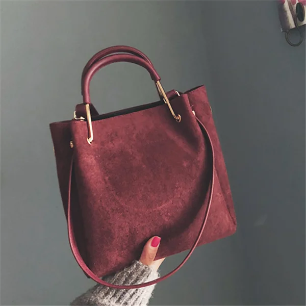 

VALTIS Vintage Leather Women's Tote Luxury Faux Suede Crossbody Bags Ladies Handbags And Purses Female Solid Color Shoulder