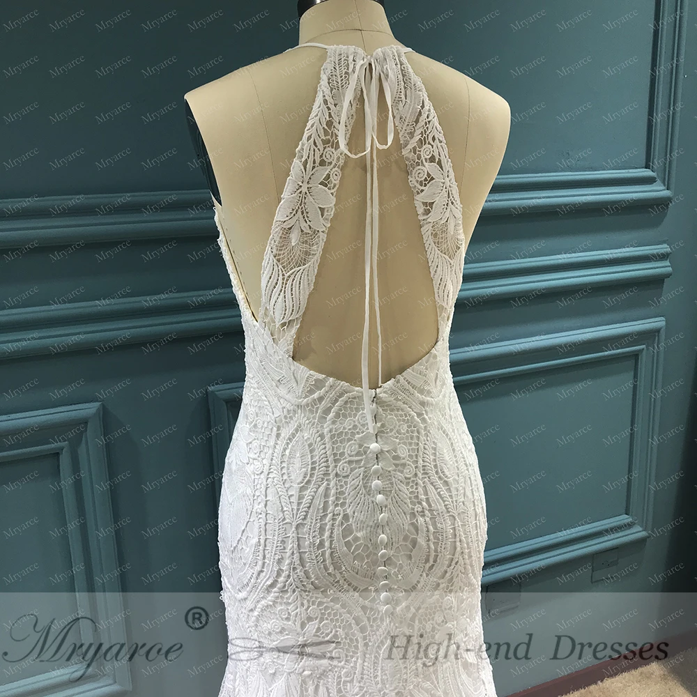 Элегантное богемное свадебное платье Mryarce роскошное кружевное с открытой спиной