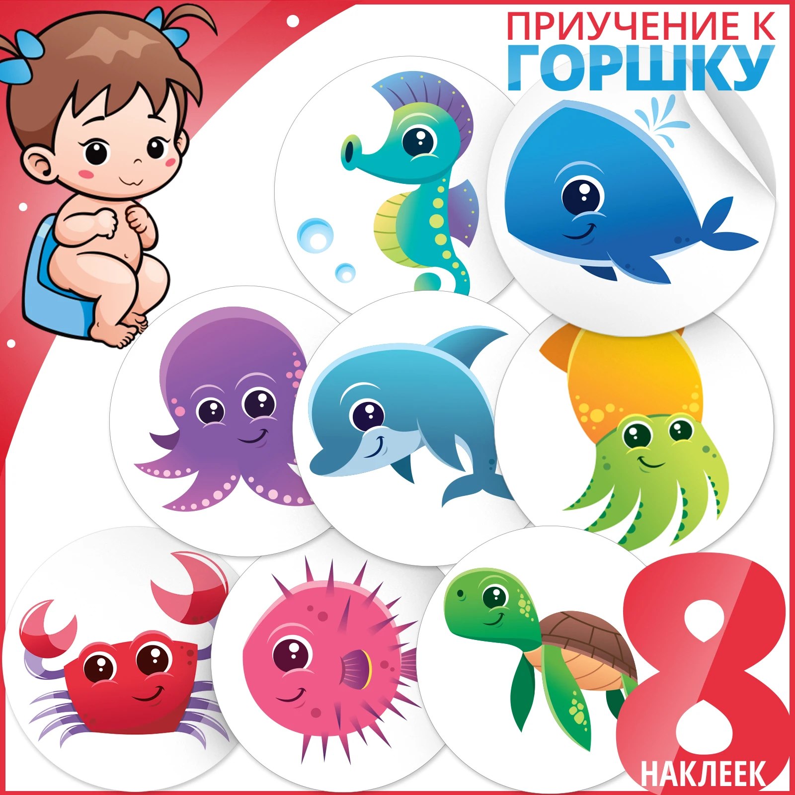 Обучающая наклейка для приучения детей малышей к горшку виниловый стикер
