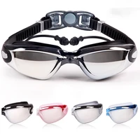 swimming glasses with earplugs professional anti fog waterproof swim eyeswear electroplate silicone big diving goggles men women