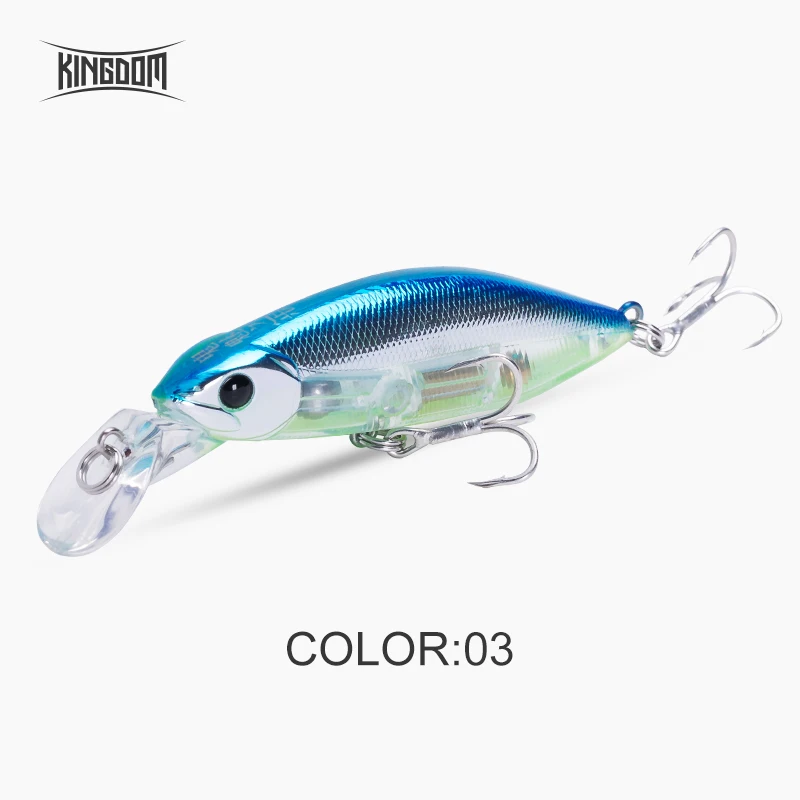 Color 03 Kingdom Fishing Приманка Джеркбейт гольян приманка 55 мм 7 г/70 мм 12 г медленно опускающаяся система шума 4 цвета воблеры модель 6504 - Цвет: Color 03