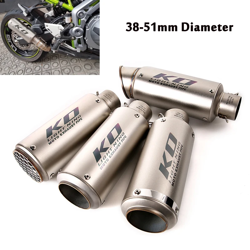 

38-51mm Universal Exhaust Pipe Stainless Steel Modified Racing Muffler Baffles End Tips Removable Silencer For Motorcycle ATV