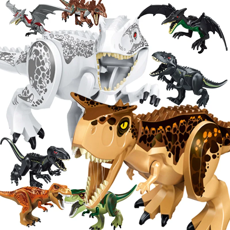 

Jurassic Dinosaur World Brutal Raptor T-Rex Triceratops Indominus Rex Model Building Blocks Dino Velociraptor Figure Bricks Toys