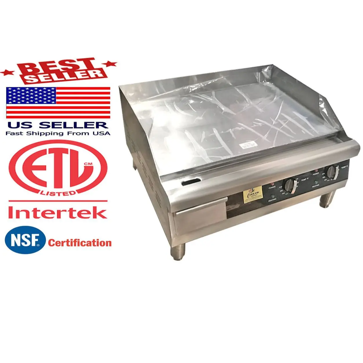 

NSF ETL NEW 24" Electric Griddle Flat Grill Stove Countertop 208 / 240V Commercial FN-02