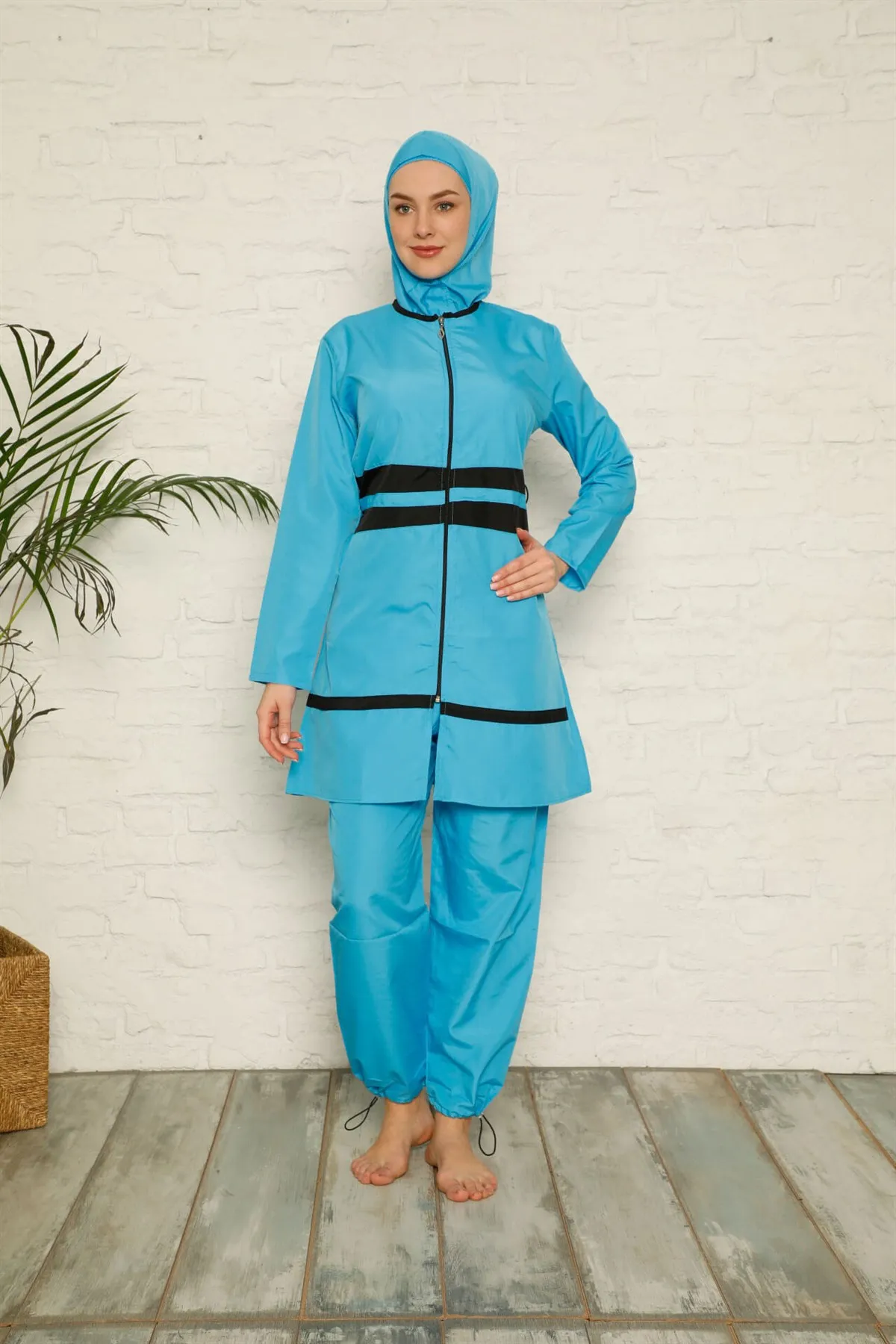 

28179 Muslim Swimsuits Women's Full Covered Swimwear 4 PCS HIJAB SWIMSUIT Islamic Swimwear Swimming female swimsuit TURKEY