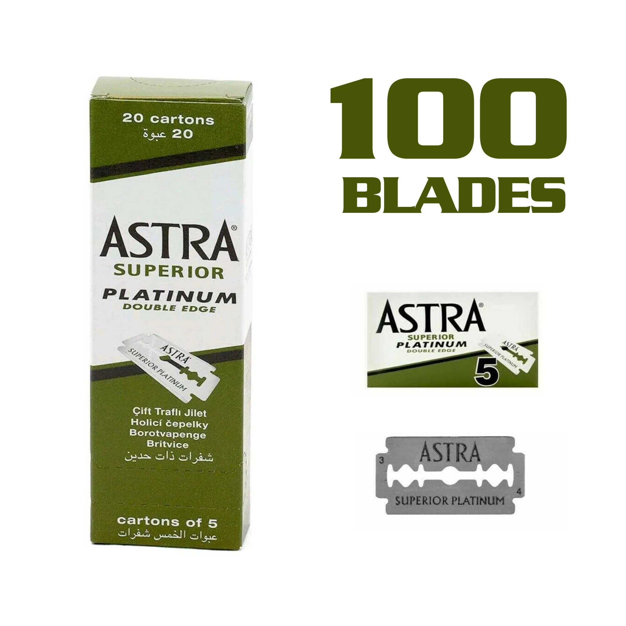 100 pcs Original Astra Superior Platinum Double Edge Shaving Razor Blades