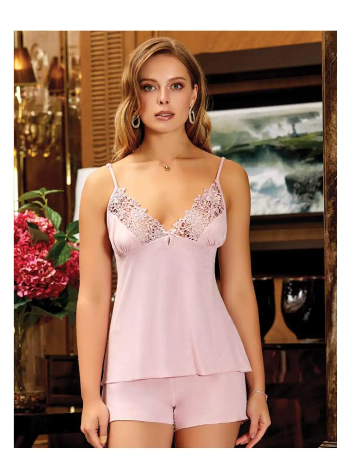 Комплект женской ночной рубашки хлопковое кружевное нижнее белье удобно носить