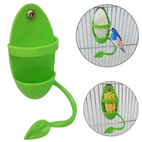 pet bird feeder with standing rack plastic food holder feeding on cage hanging food container for parakeet budgie bird supplies