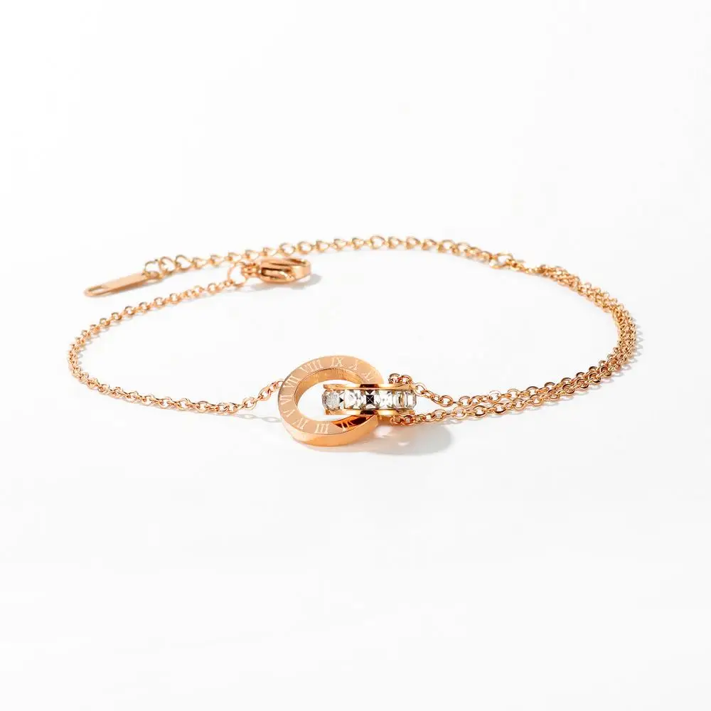 

New Fashion Hot Sale Gold-color Round Roman Numerals Charms Bracelets Bangles For Women Elegant Jewelry Gift