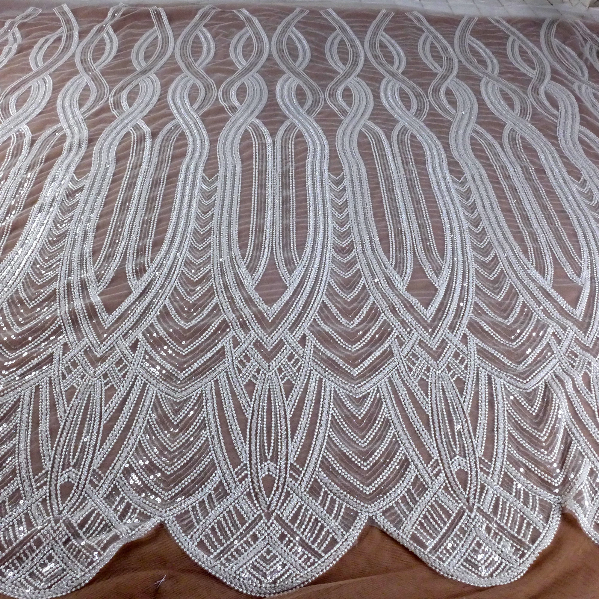 2021 новая кружевная ткань 1 ярд белого кружева качественная вышивка бисером