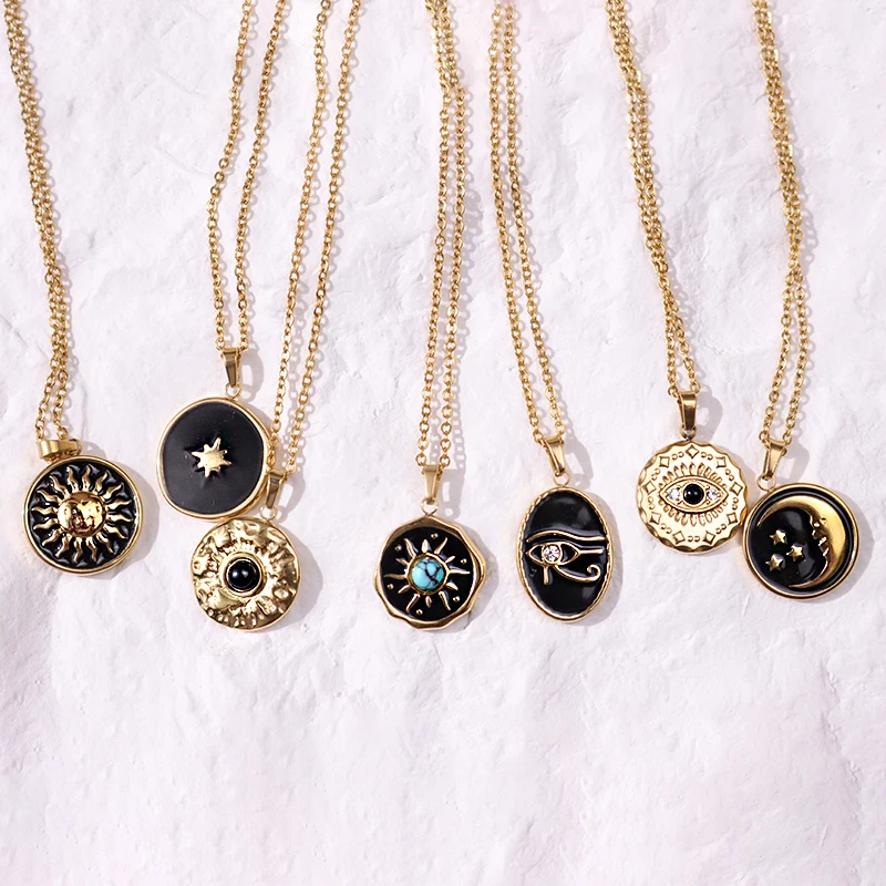 Цепочка с подвеской в виде Луны для мужчин и женщин ожерелье золотого цвета