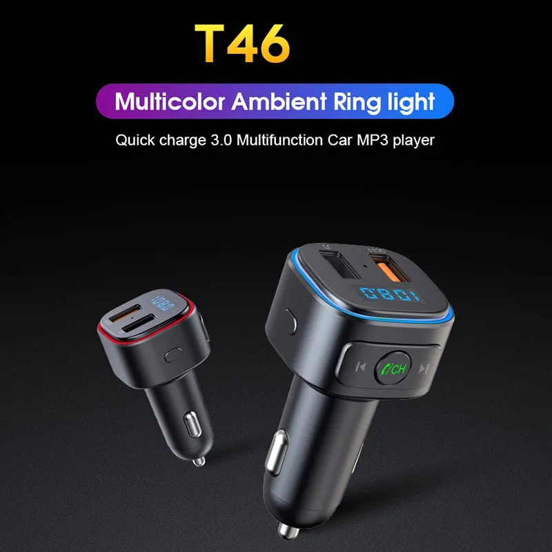 Автомобильный fm передатчик Bluetooth 5 0 Беспроводной MP3 плеер стерео аудио AUX USB QC3.0