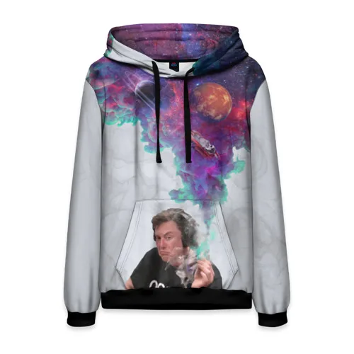 Мужская толстовка 3D Илон Маск курит космос|Мужские толстовки и свитшоты| |